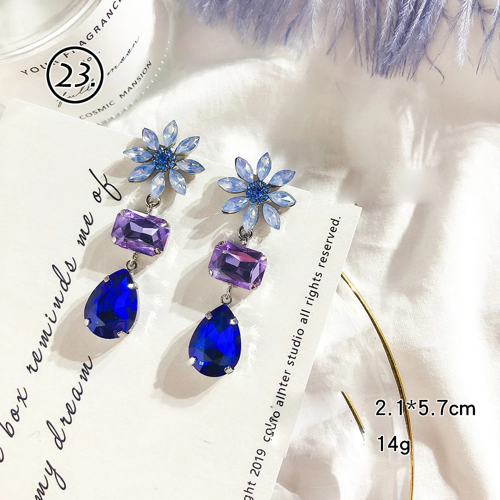 

New dark grey earrings ear beauty stud fashion zircon jewelry eardrop triangle earring women female jewel accessories girl gifts