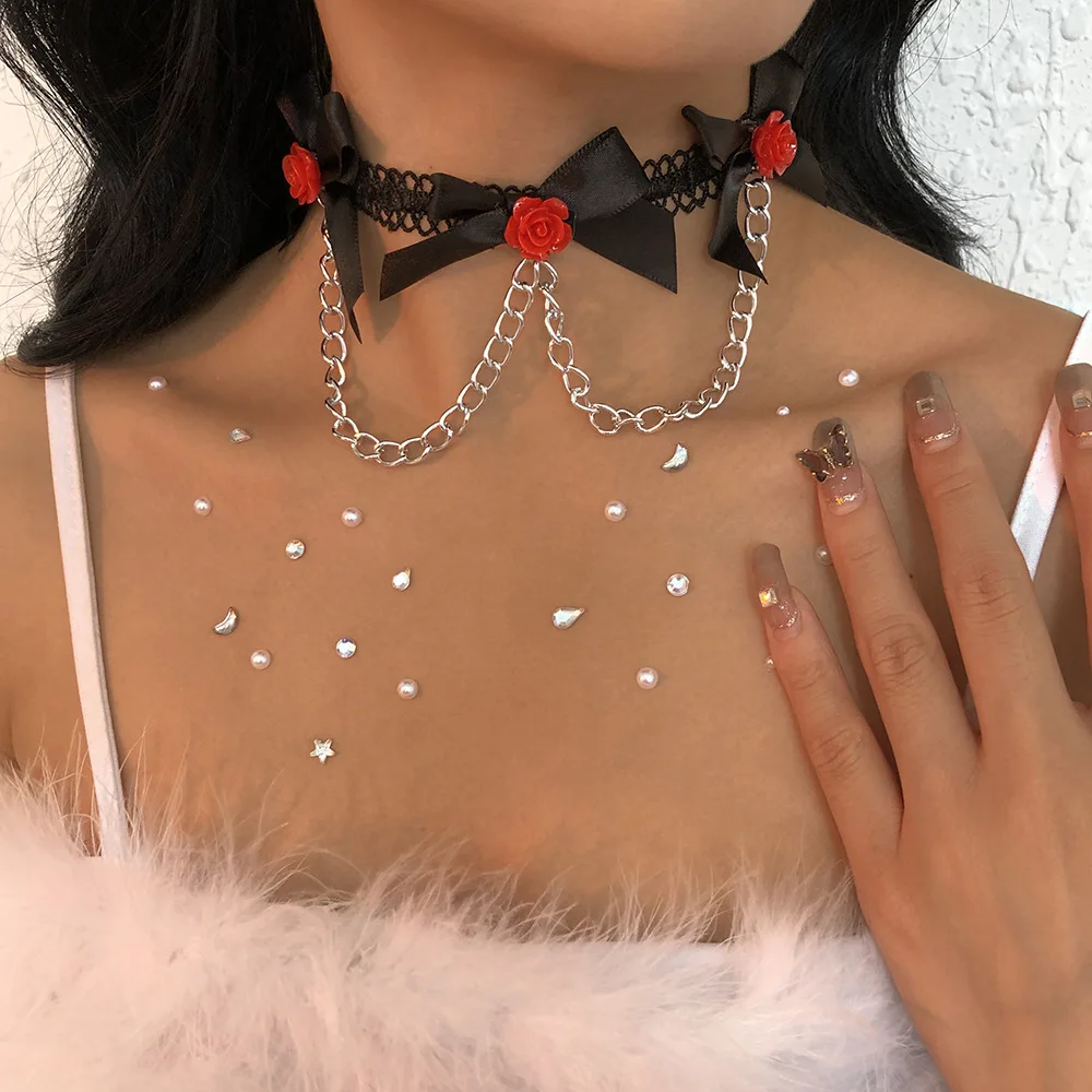 Новинка регулируемый кружевной чокер модные готические цепочки ошейник с