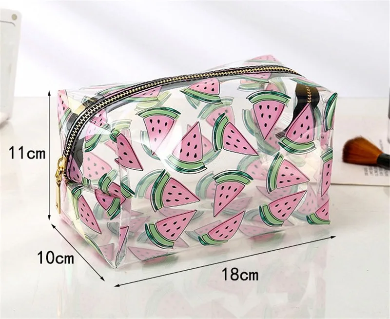 

Cosmetic Bag, Portable Transparent Fruit Print Makeup Bag PVC Storage Case for Toiletries Cosmetics