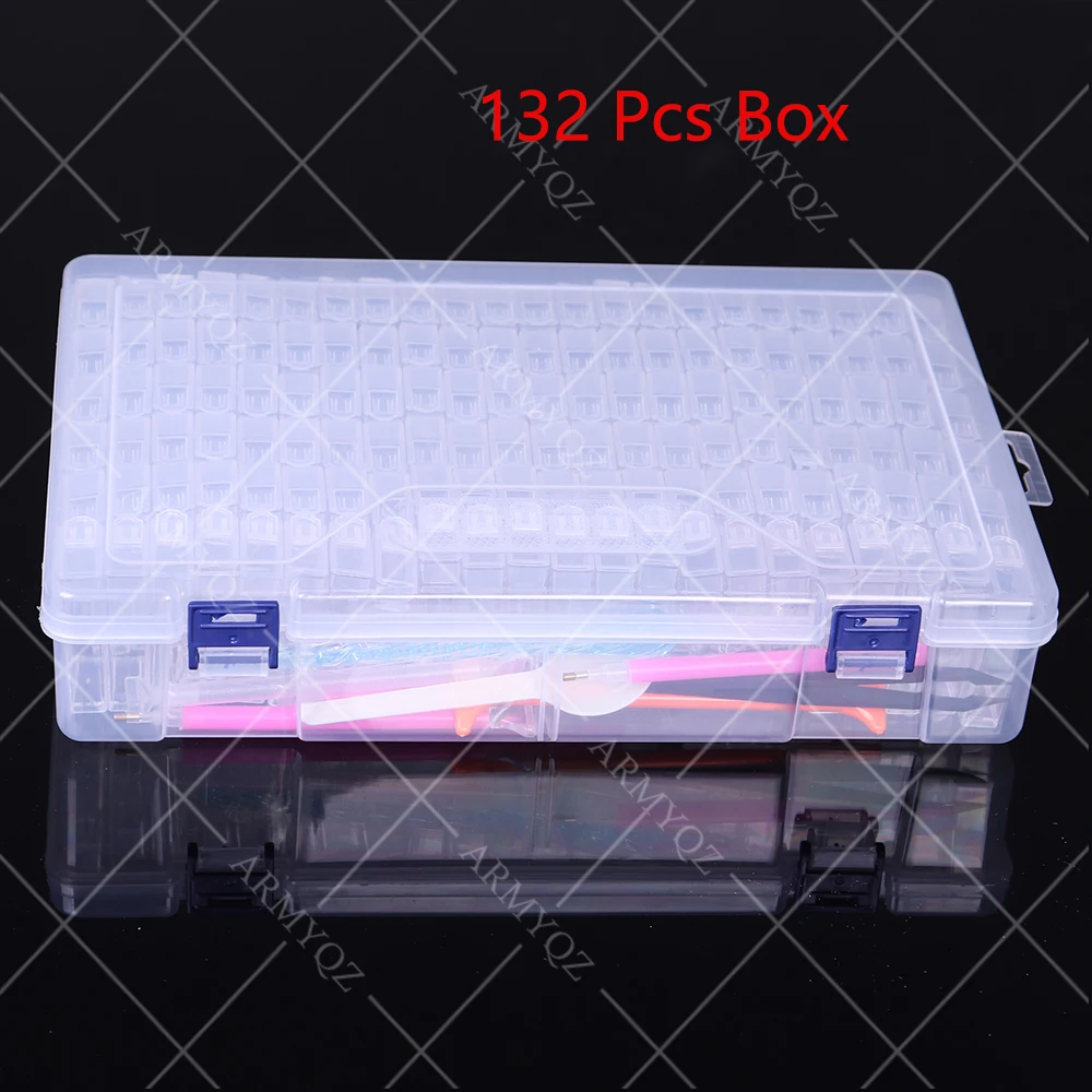 

New 132pcs Plastic 5d Diamond Painting Accessories box Beads Display Storage Box For Diamond Embroidery Cross Stitch Tools Pen