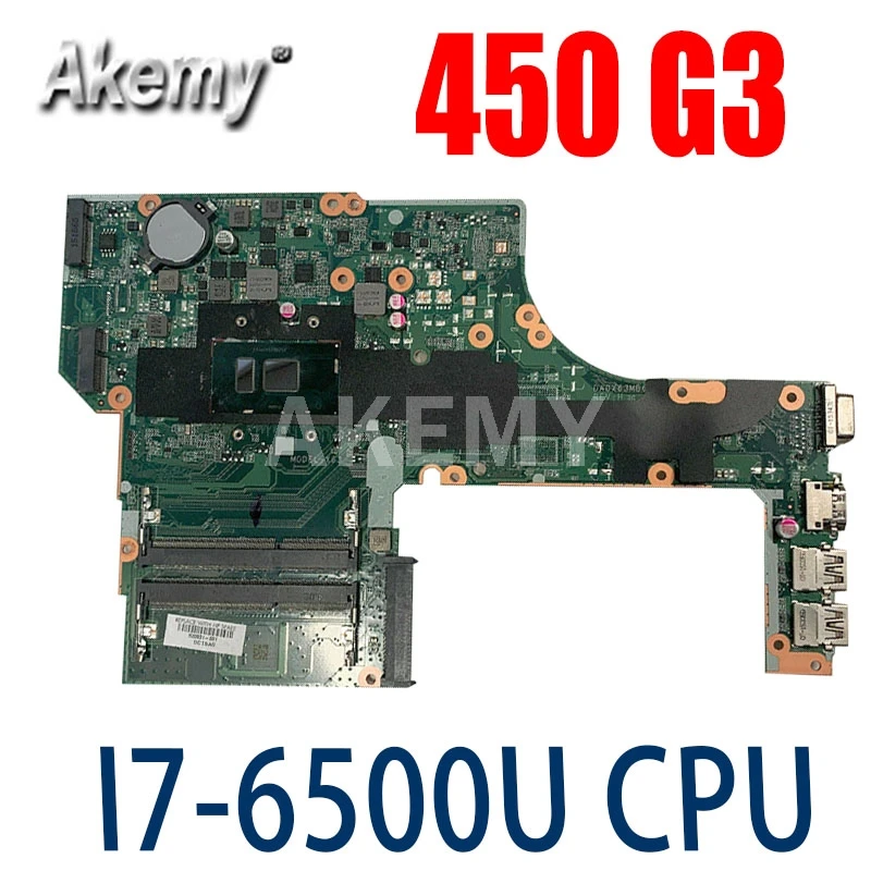 

Akemy для HP Probook 450 G3 Материнская плата ноутбука I7-6500U Процессор DDR3L 827026-001 827026-501 827026-601 DA0X63MB6H1