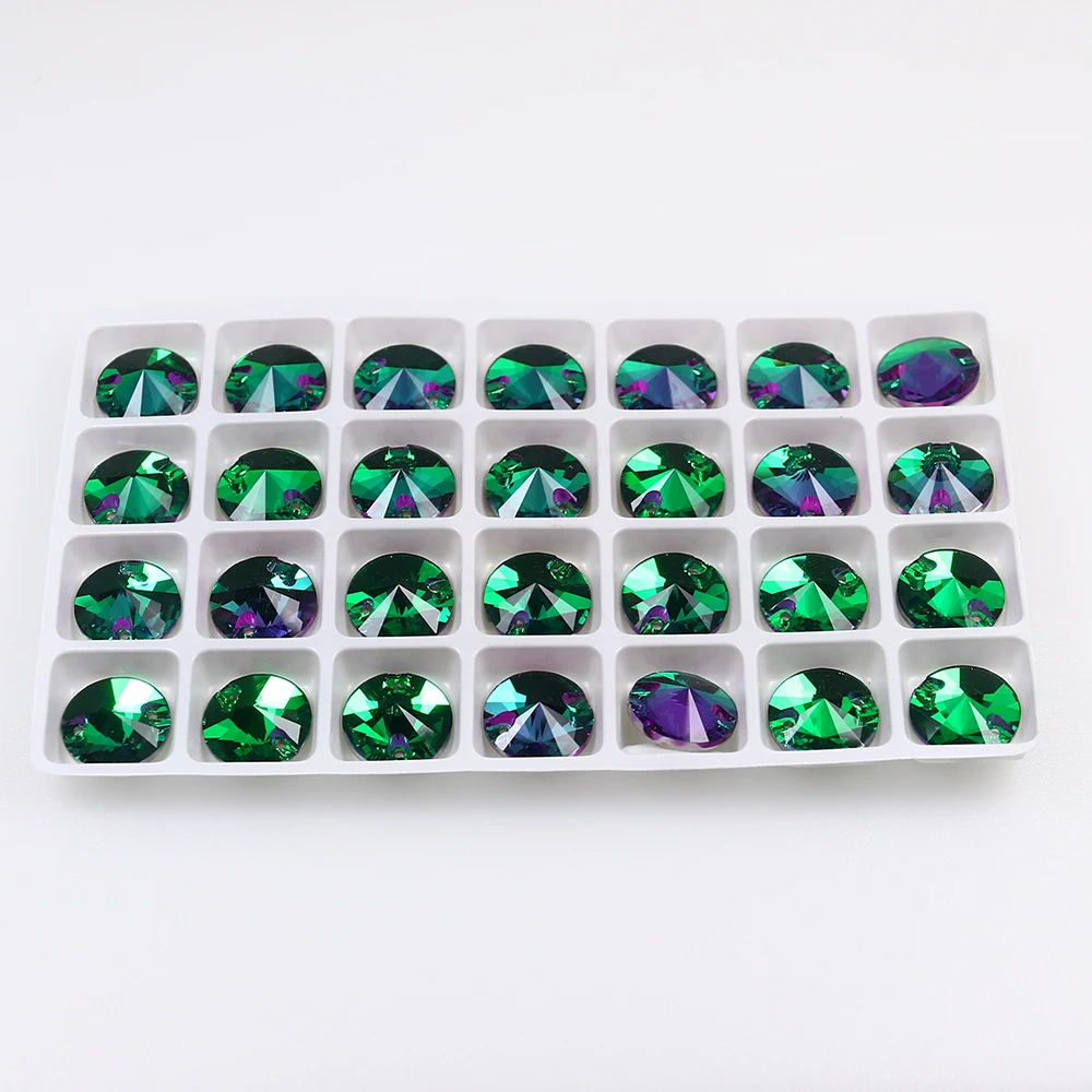 Junjiao 14 мм AB стакан Rivoli Камни высшего качества круглые с плоской спинкой подвески