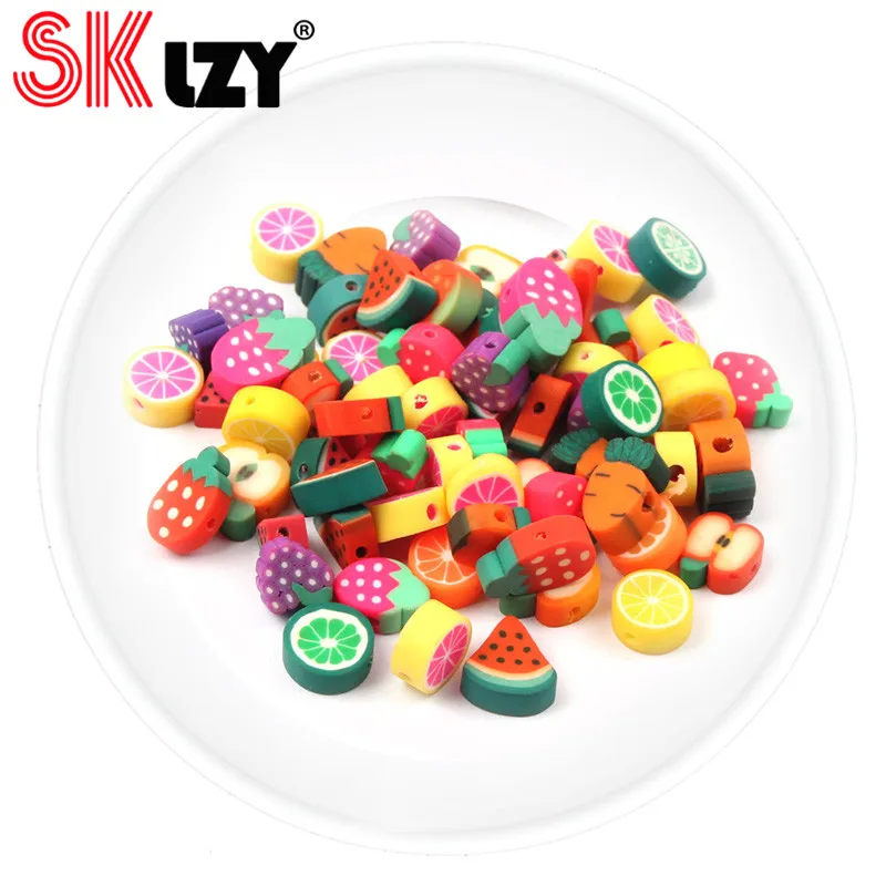 50 шт 10 мм смешанные цвета фруктовые фимо бусины полимерные глиняные разделители