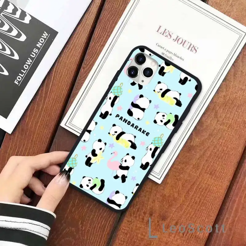 

Cute lovely panda Phone Case for iPhone 11 12 pro XS MAX 8 7 6 6S Plus X 5S SE 2020 XR Soft silicone funda cover