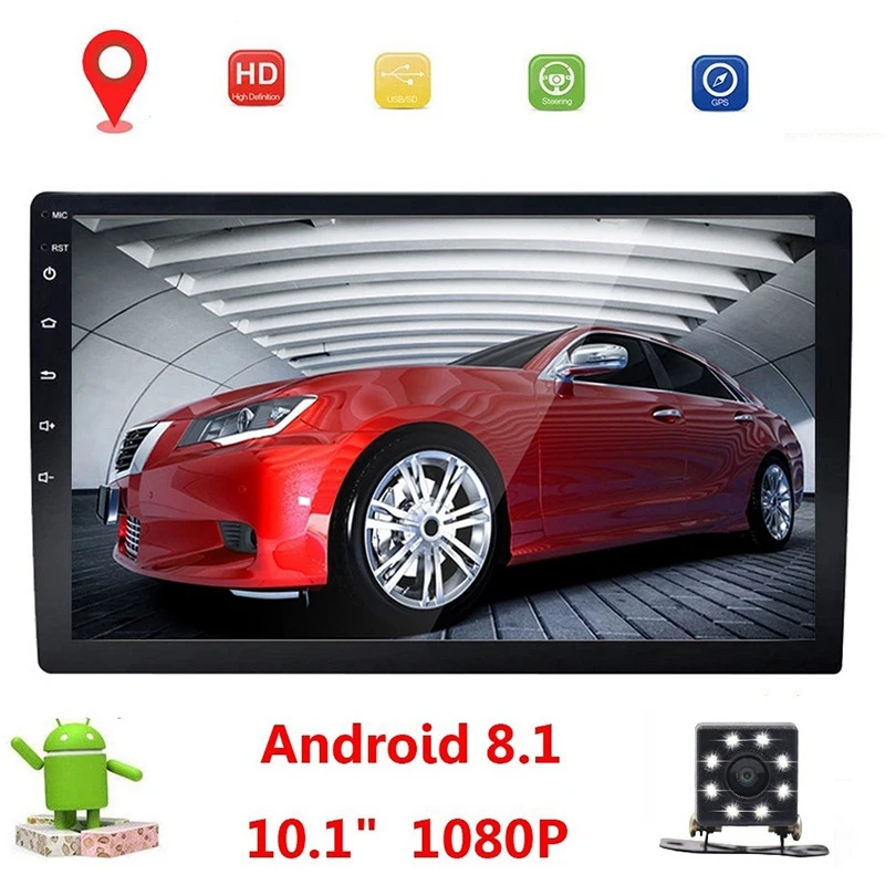 Универсальная автомобильная магнитола 2 Din 10 1 дюйма Android 8 Гб + 16 ГБ стерео GPS Navi Wi-Fi
