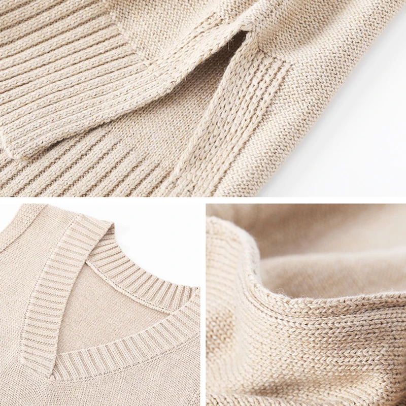 Элегантный дизайн вязаный жилет с v образным вырезом осенне зимний свитер