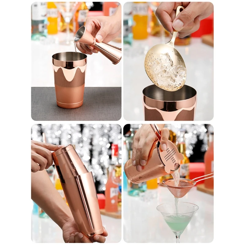

11pcs Stainless Steel Cocktail Shaker Bar Strainer Double Jigger Muddler Spoon Dropshipping