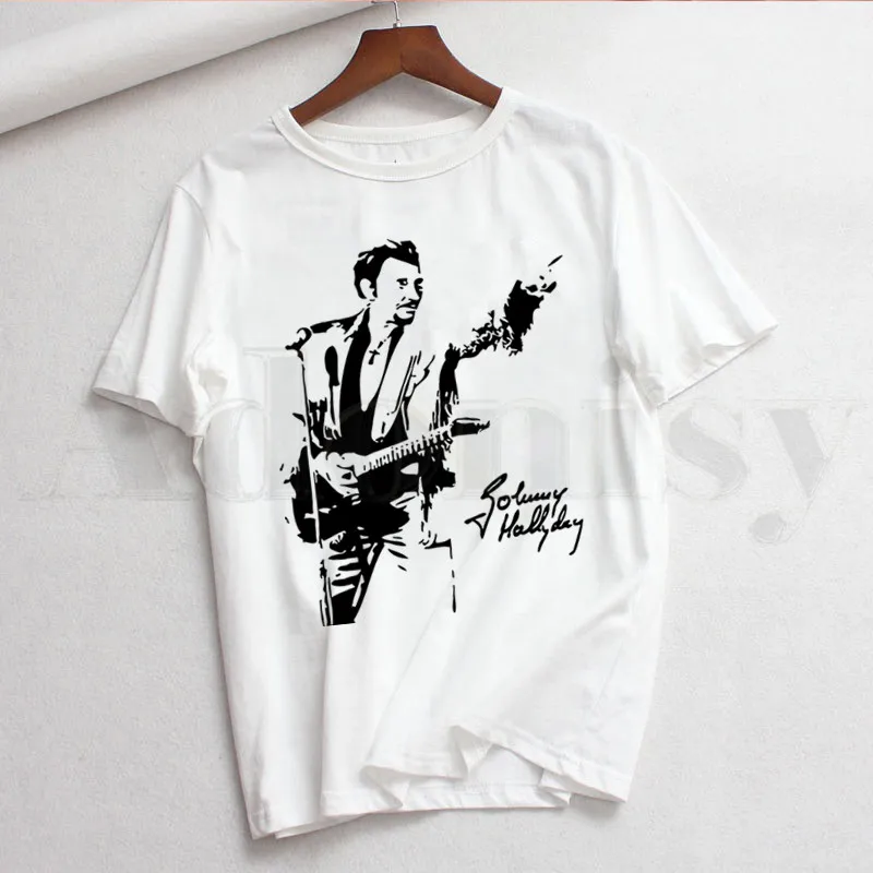 

Джонни Холлидей французский рок-певец 90s Ullzang футболка в стиле «хип-хоп» для девочек, топ с принтом в виде футболки Harajuku футболки для мужчин, ...