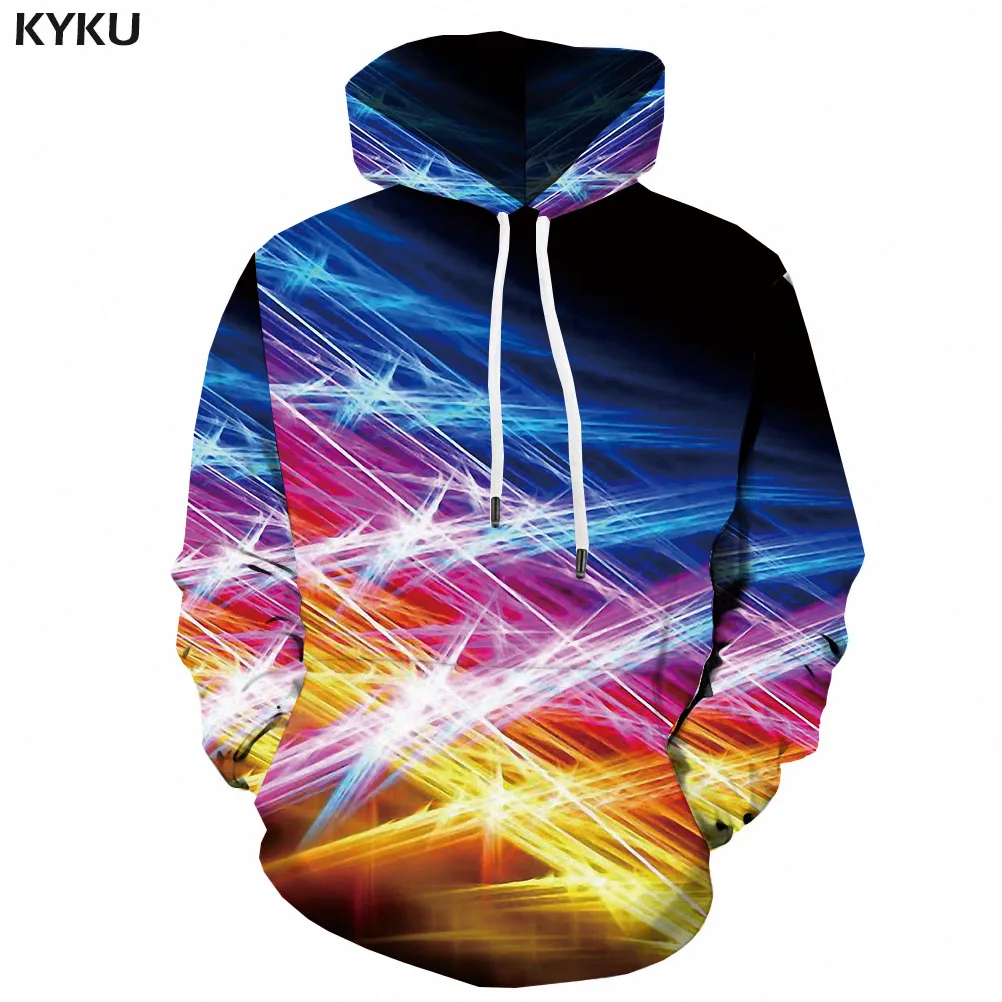 Мужская 3d-толстовка KYKU с геометрическим принтом цветная | Толстовки и свитшоты