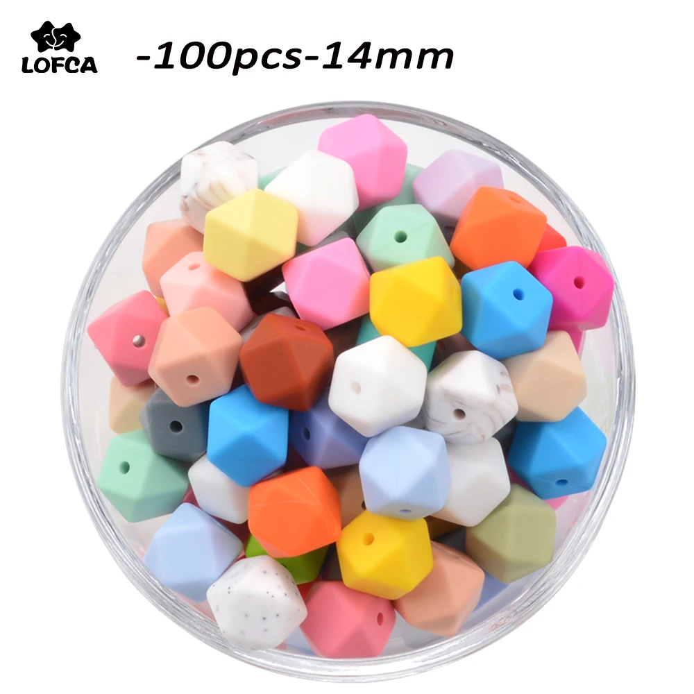 LOFCA 100 шт. мини шестигранные силиконовые бусины 14 мм детский Прорезыватель для