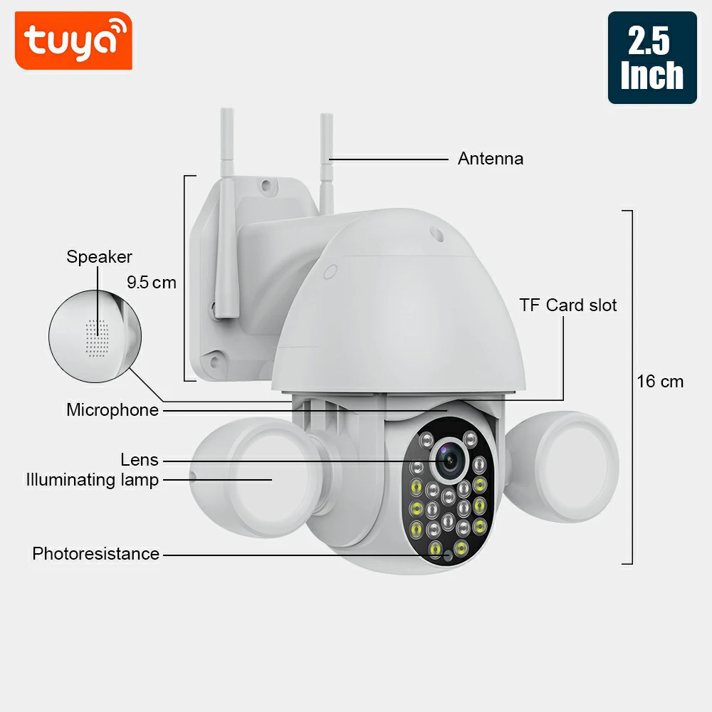 

3MP Smart Lighting Camera Tuya Flood Light Humanoid Trigger PTZ Wifi IP AI Auto Tracking Audio Security CCTV Vedio Surveillance