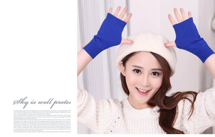 YSDNCHI женские толстые теплые варежки зимние кашемировые Митенки вязаные короткие рукавицы на половину пальца однотонные белые эластичные перчатки для косплея
