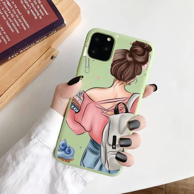 

Fashion Girl Queen High Heels Phone Case Green Candy Color for iPhone 6 7 8 11 12 s mini pro X XS XR MAX Plus