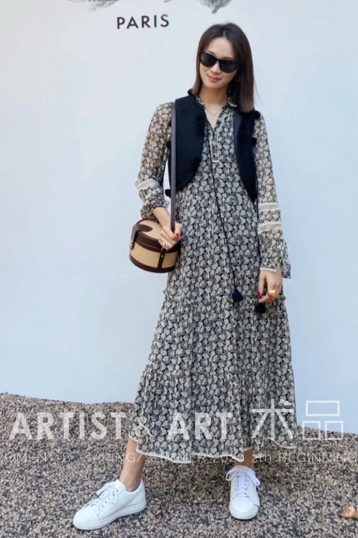 

100% Pure Silk Maxi Dresses for Women Summer 2021 Runway Vintage Long Sleeve Lace Patchwork Pleated Dress Floral Robe Femme
