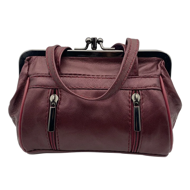 0121wine red NICOLE& CO женский кошелек для монет из натуральной кожи держатель для карт кошелек с металлической рамкой кошелек для девочек маленький мешок для монет - Цвет: 0121wine red