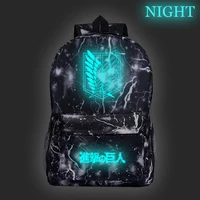 anime attack on titan luminous backpacks daily bags laptop backpack college bags for women men boys girls casual travel mochila