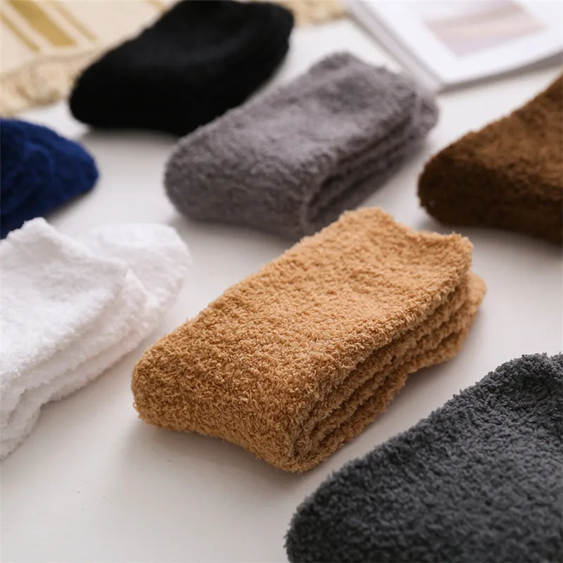 

2020 New Style Autumn Winter Thick Casual Women Men Socks Solid Thickening Warm Terry Socks Fluffy Short Cotton Fuzzy Socks Male