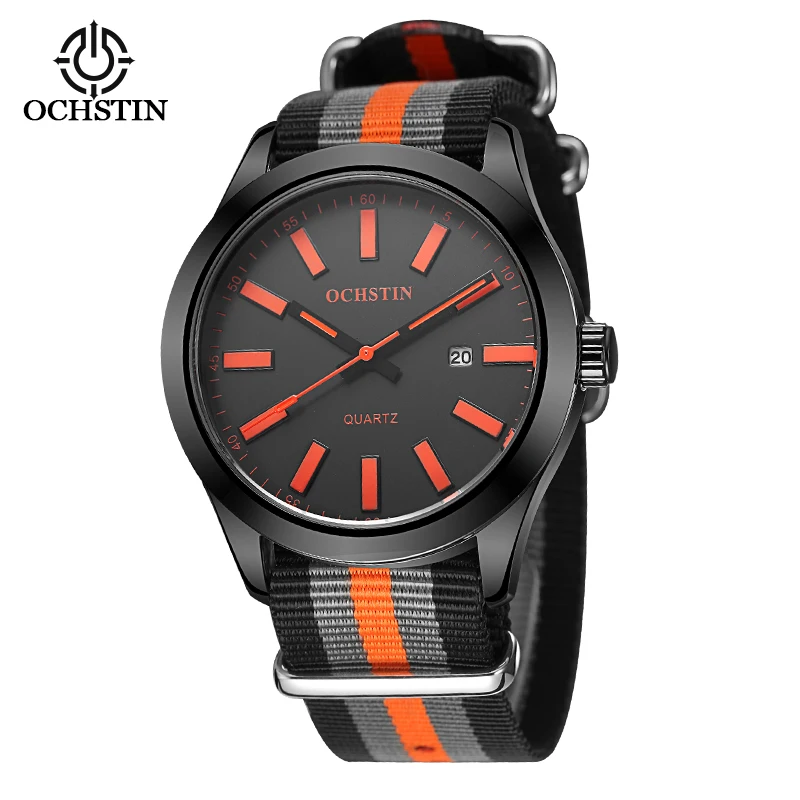 

Часы мужские кварцевые с нейлоновым ремешком и хронографом