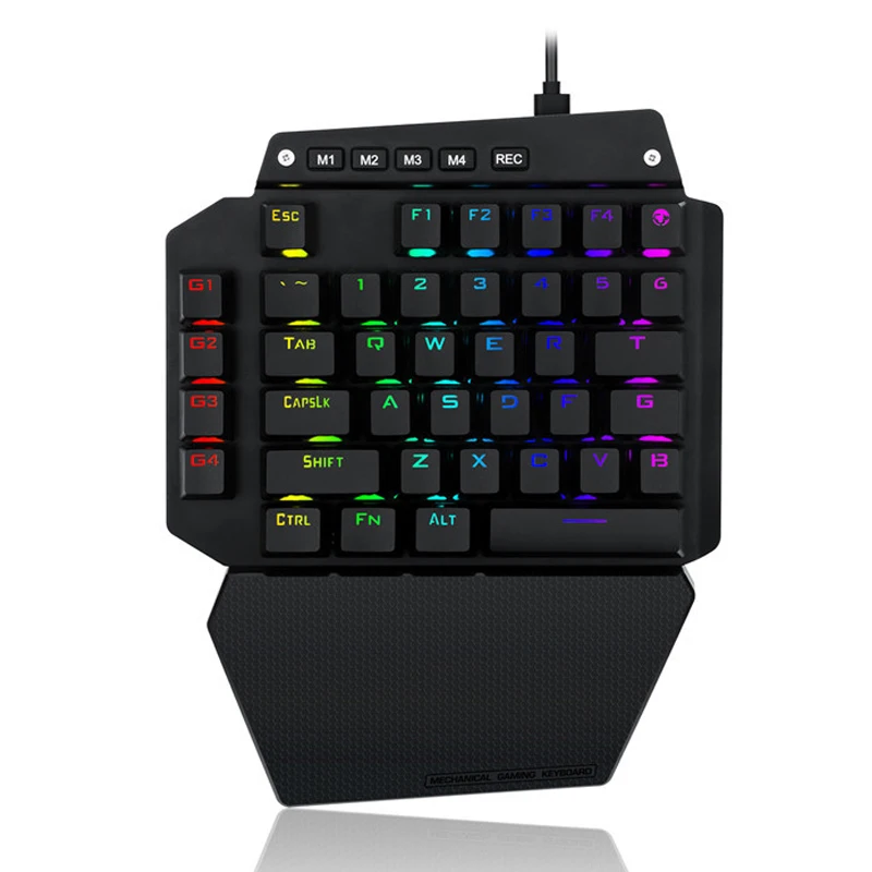 Механическая игровая клавиатура с одной рукой RGB светодиодной подсветкой синие