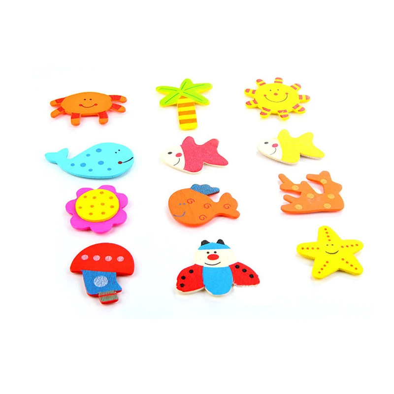 12 шт./компл. и рисунками животных для малышей магниты на холодильник цифры