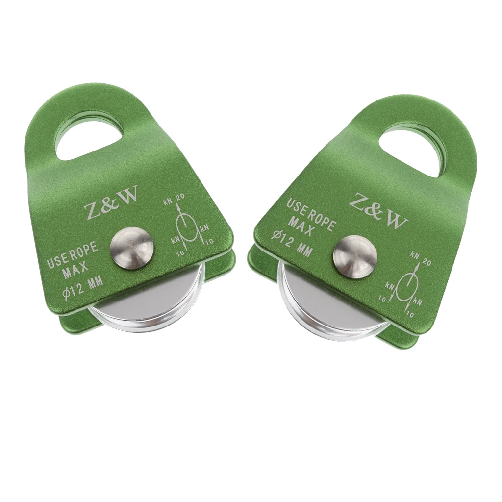 

2pcs 20KN Aluminium Mobile Rope Pulley Rock Tree Climbing Abseiling Equipment Safety Gear for 12mm Rope