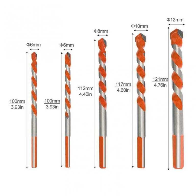 

5pcs Multifunctional Triangle Drill Bit Hole Saw For Ceramic Glass Drilling Punching Hole Drill Bit Set