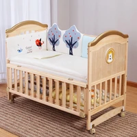 crib solid wood unpainted baby bb bed cradle bed multifunctional child newborn toddler stitching bed