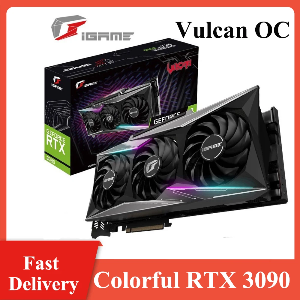 

Brand New Colorful RTX 3090 Vulcan OC 24G Graphics Card GPU 1695-1785Mhz GDDR6X 384Bit iGame GeForce RTX3090 Gaming Video Card
