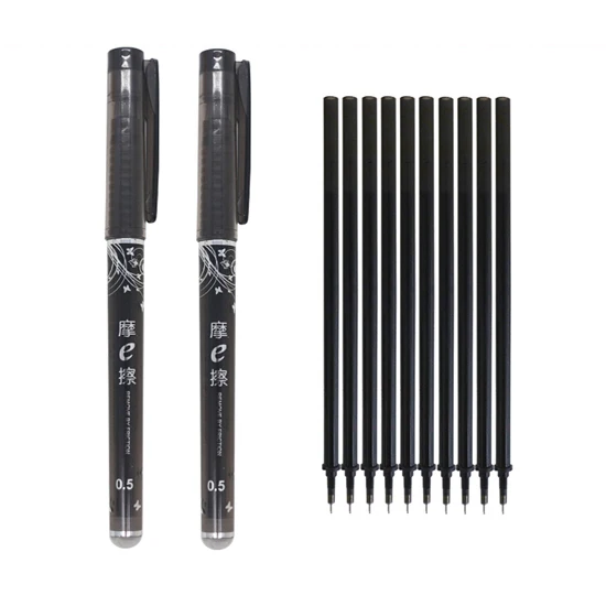 12 pcs black O 12 шт./лот, набор стираемых гелевых ручек 0,5 мм, Волшебная моющаяся ручка, стираемая ручка, стержень, школьные канцелярские принадлежности, инструменты для письма, подарки - Цвет: 12 pcs black O