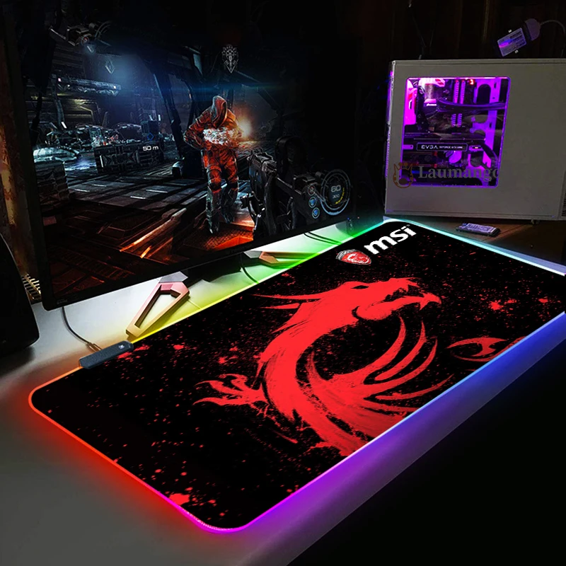 Игровой коврик для мыши MSI сделай сам большой компьютерной с RGB подсветкой