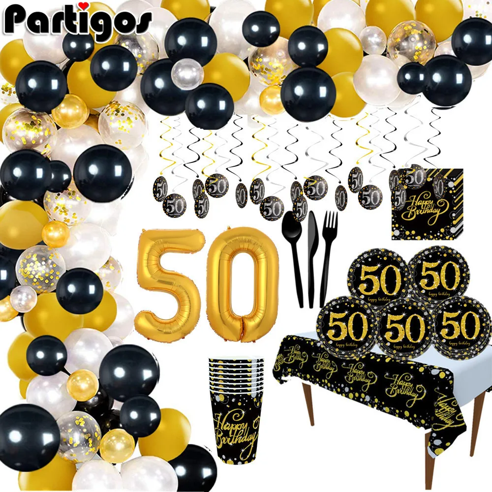 

Cheers to 50 years Black Golden Balloon birthday 50 years Birthday Party Decorations Adult Supplies Wedding Anniversary 50 Years