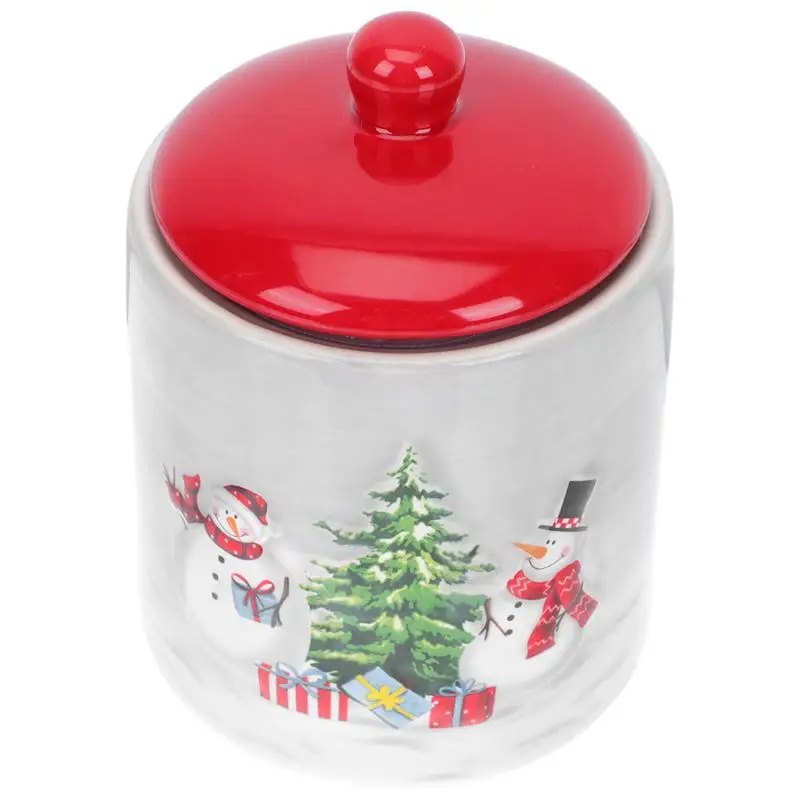 

1pc Christmas Snowman Storage Jar Exquisite Storage Jar Ceramics Craft Jar