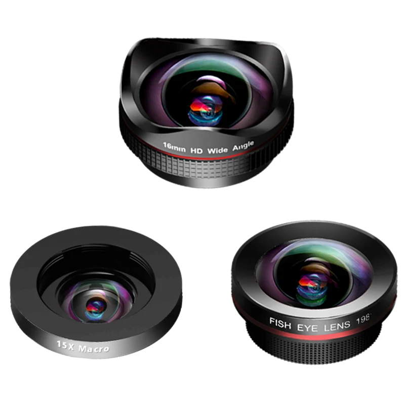 

2In1 Lens 16mm Wide-Angle Macro Professional HD Phone Camera Lens for iPhone 8 7 6S Plus Xiaomi Samsung