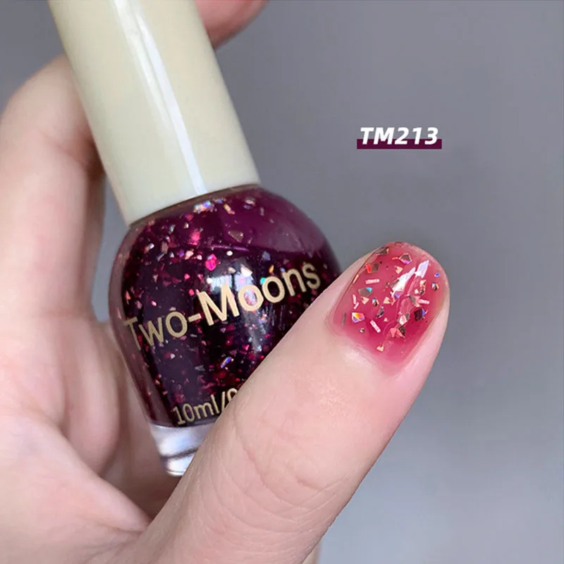 

10Ml Silver Foil Sequins Nail Polish Free Baking Lasting Quick-Drying Non-Tearable Flash Nail Varnishes Manicure Art Accessories