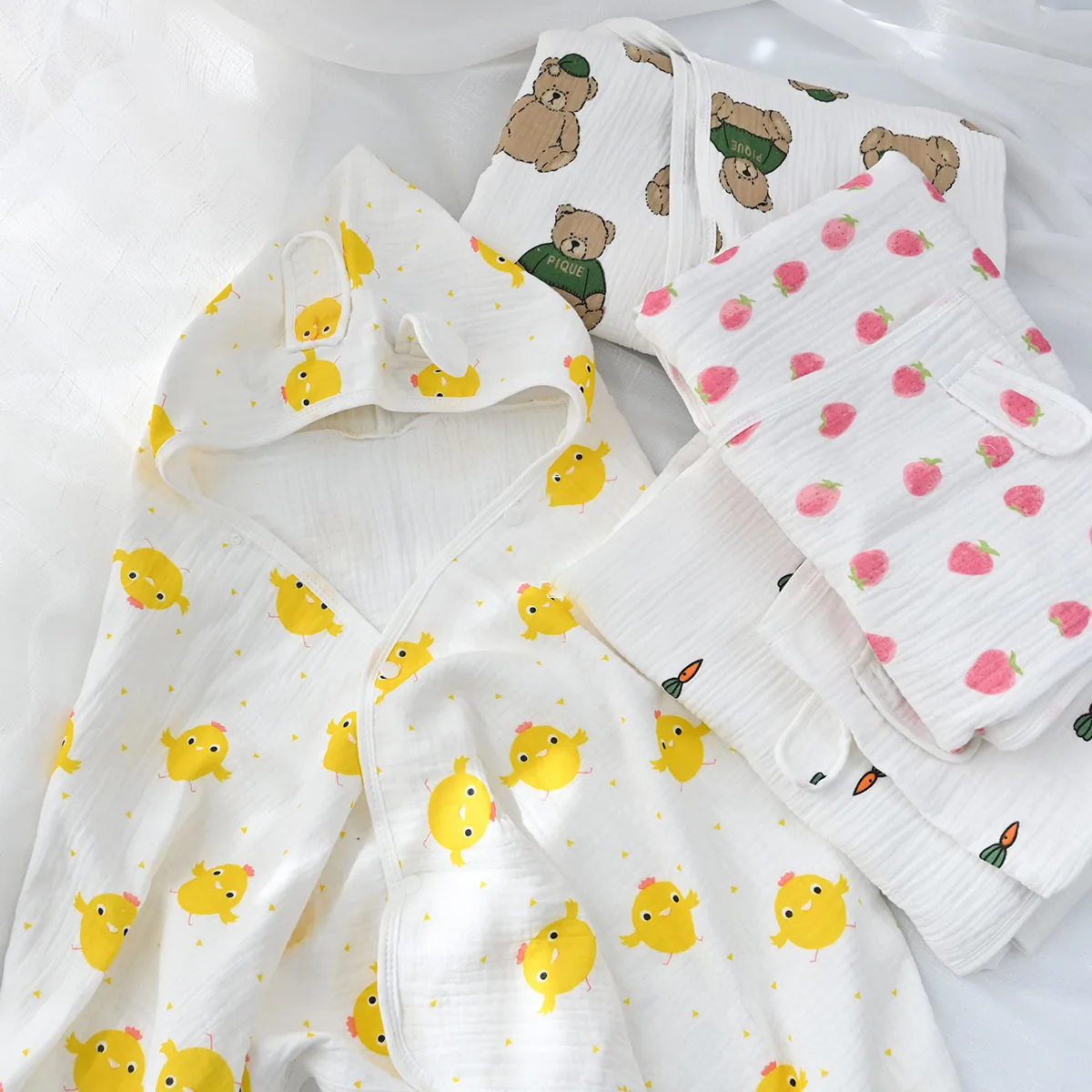 Elinfant 70*140 см 100% хлопок муслиновое детское полотенце 1 шт. мультяшное банное полотенце с капюшоном - изображение