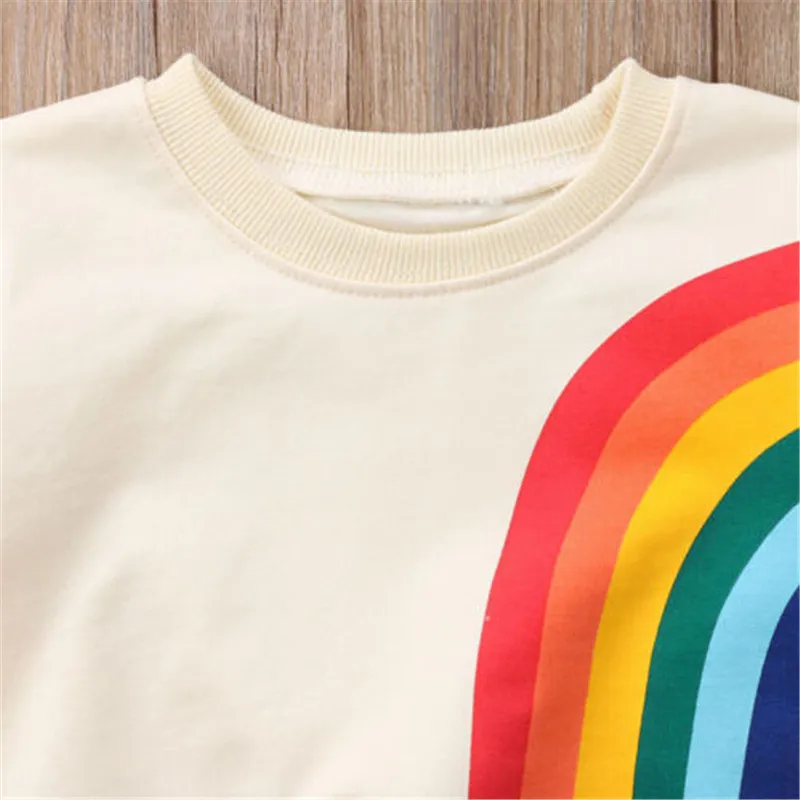 Modis Pudcoco Toddler Baby Kid Girl Coats Cool Rainbow Sunshine print Shirt autumn Clothes long sleeve Jackets baby girls | Детская