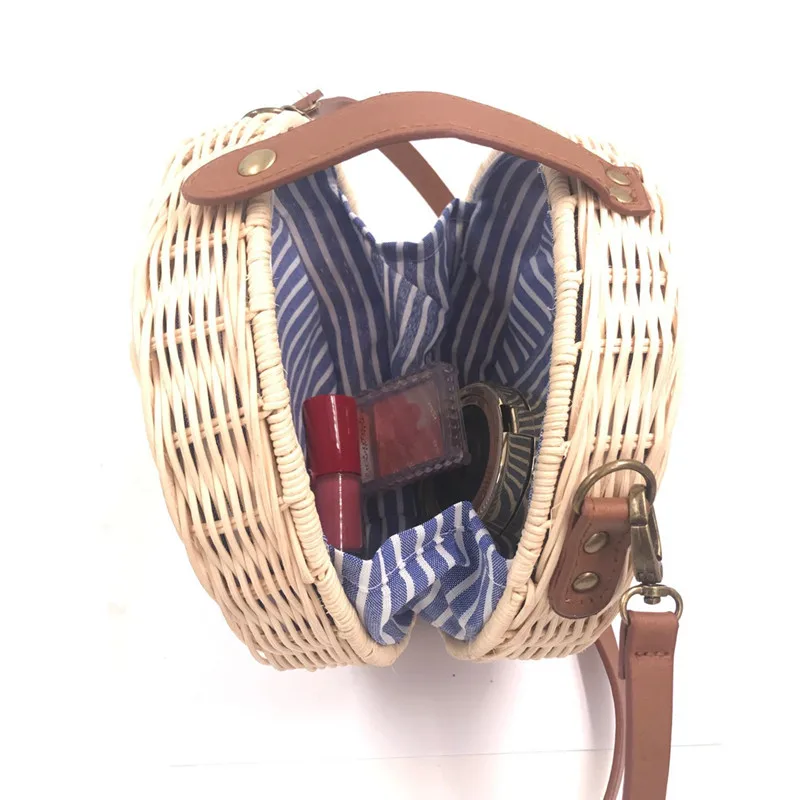 Соломенная женская сумочка в богемном стиле Пляжная плетеная маленькая круглая