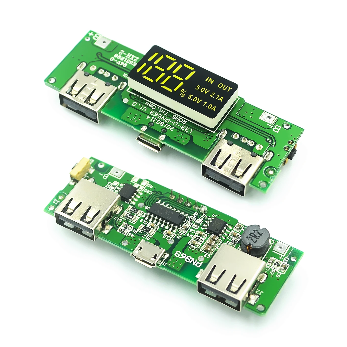 Светодиодный двойной USB 5V 2.4A Micro/Type-C Мобильный Внешний аккумулятор 18650 модуль