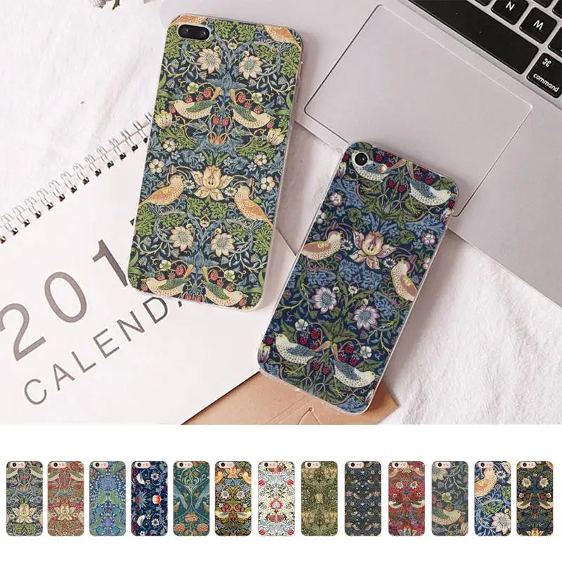 

William Morris Strawberry Thief Design Phone Case for iPhone 13 11 12 pro XS MAX 8 7 6 6S Plus X 5S SE 2020 XR cover
