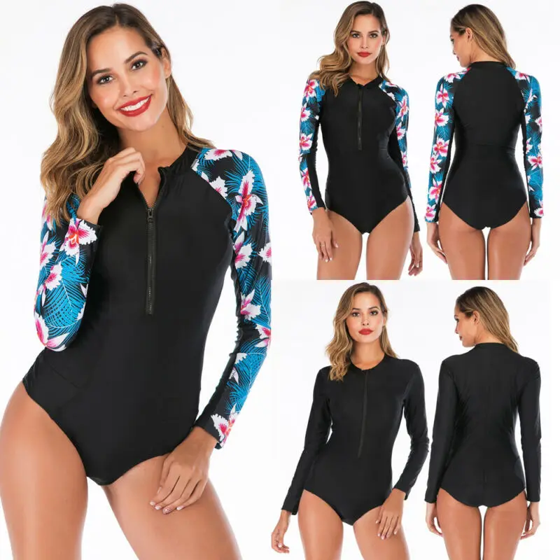 Женский слитный купальник Hirigin Rashguard с длинным рукавом и УФ-защитой для серфинга |