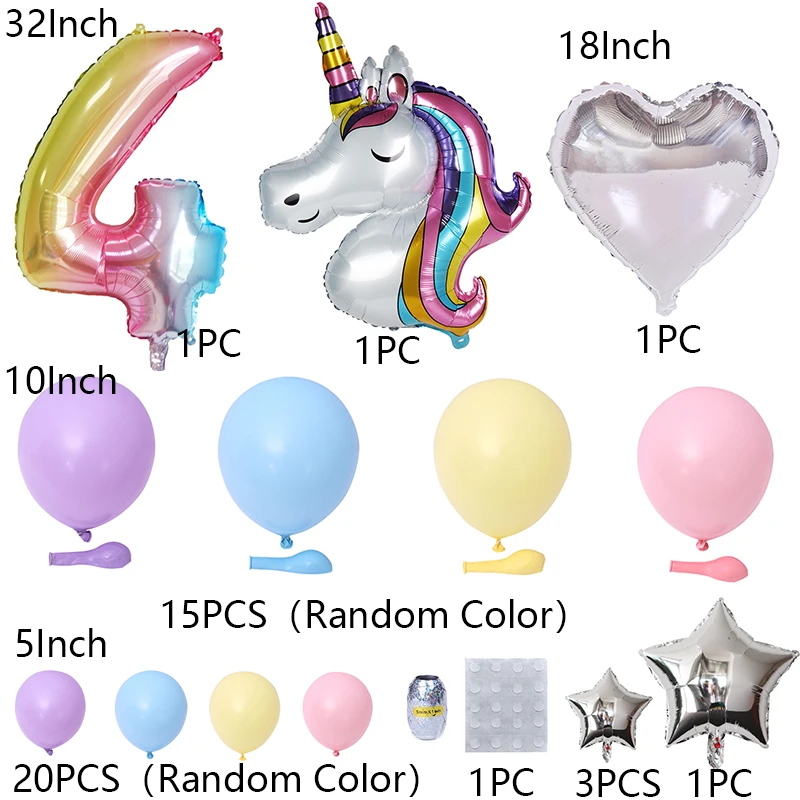 Радужные воздушные шары в виде единорога для девочек украшение дня рождения 1 2 3 5