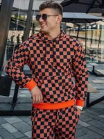 2022new mens sets tracksuit 3d plaid sports gentlemen set jacket street fashion trend stand up collar zipper sportswear suit