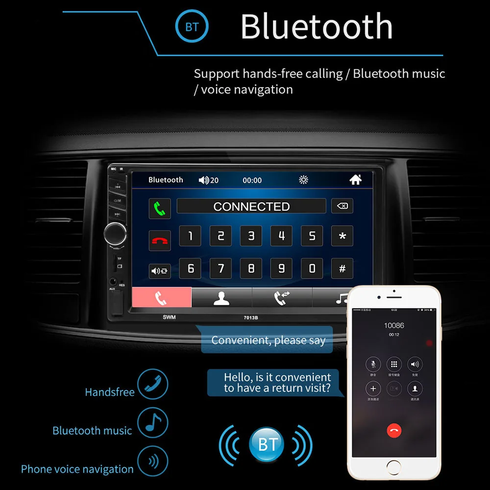 AUTO 7&quot HD Touch Screen 2 Din Car Radio For Carplay Android Player MP5 SD/FM/USB/AUX/Bluetooth Siri Voice control for IPhone |
