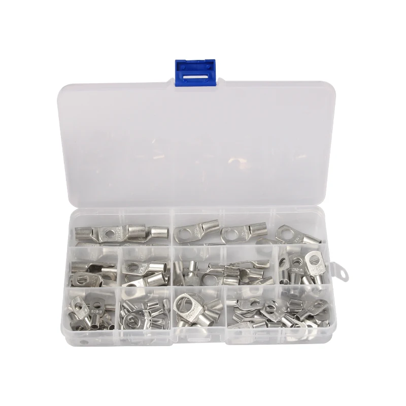 

85PCS SC Tinned Copper Ring Lug Terminals Wire Connector for Battery Bare Cable Electric Wire Crimp Terminal with Box