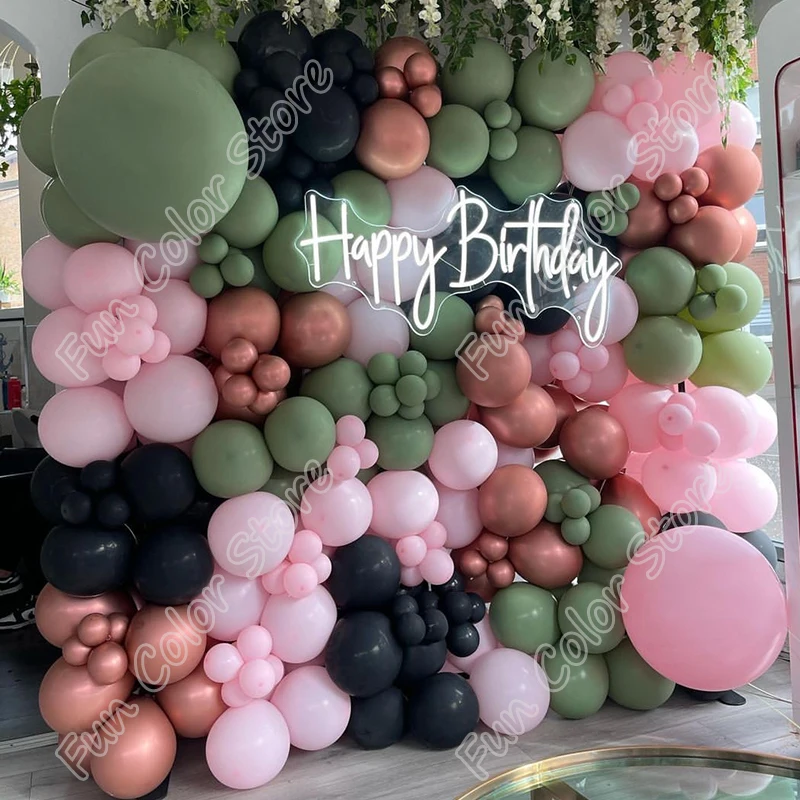 

252pcs Avocado Green Celebration Balloons Garland Arch Free Shipping Latex Black Birthday Party Decoration Wedding Baby Shower