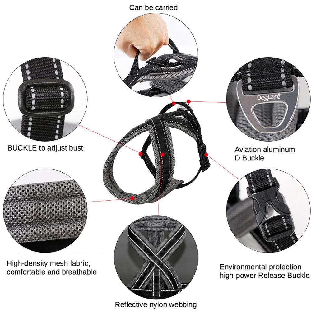 Светоотражающая нейлоновая шлейка для собак регулируемый дышащий жилет с