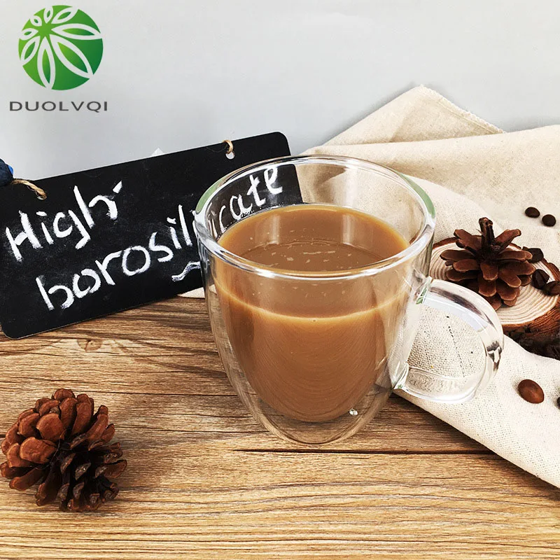 Двухслойные кофейные кружки с ручкой стеклянная чашка для чая блюда прозрачные