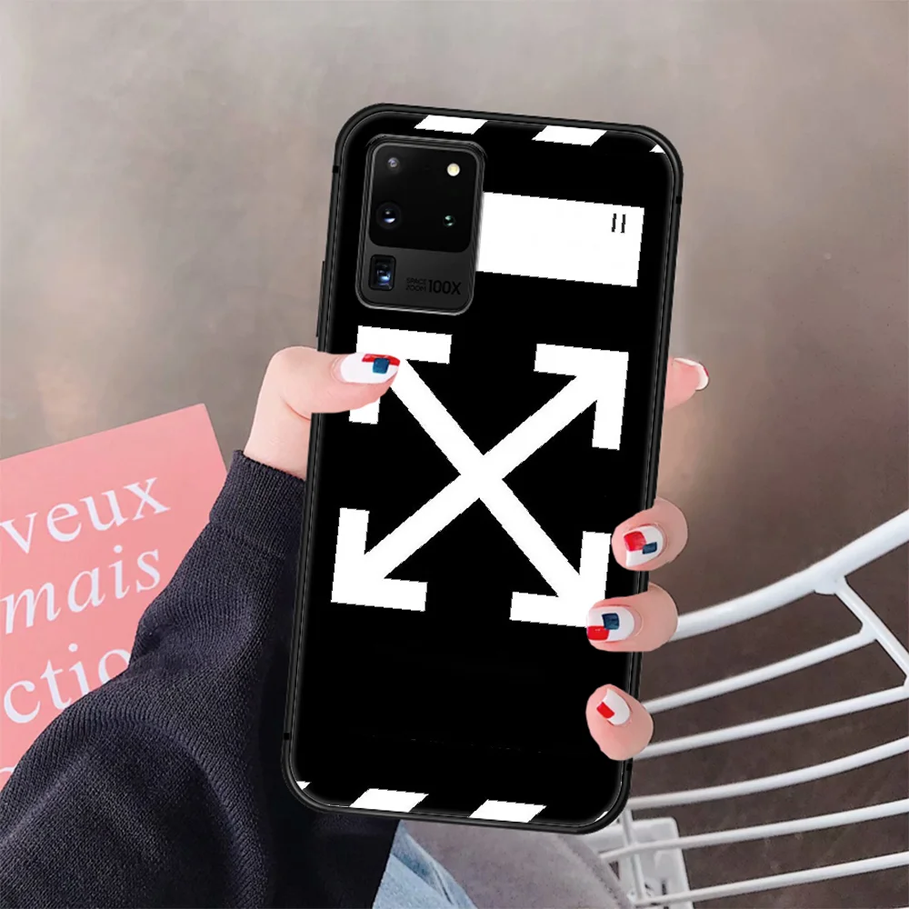 

Off OW Fashion Brand Phone Case Cover Hull For Samsung Galaxy S 6 7 8 9 10 e 20 Edge Uitra Note 8 9 10 Plus black Bumper 3D Cell