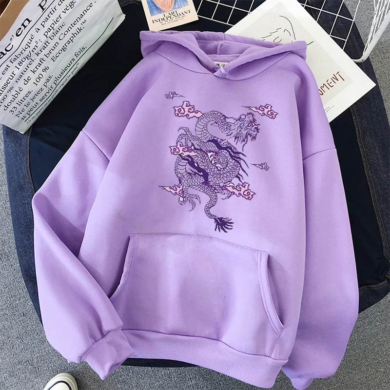 

Dragon Print sweatshirt Women hoodie Cute Hip hop Kawaii Harajuku Oversized kawaii womens tops clothes
