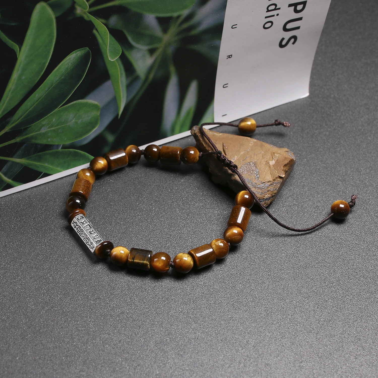 Natural Tiger Eye's Stone OM Tibetan Buddhist Prayer Bracelets Lucky Handmade Weave Braided Bracelet High Quality 3A | Украшения и